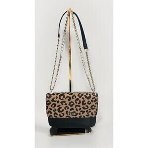 Kate Spade Leopard Print Leather Remi Flap Chain Crossbody Shoulder Bag Black